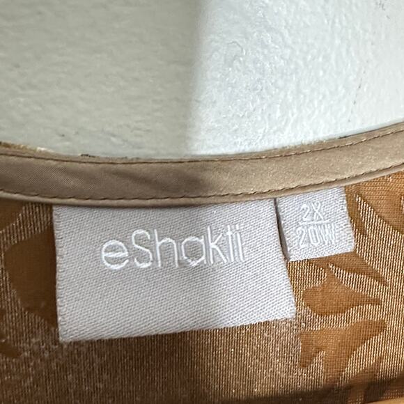 ESHAKTI Autumn Velvet Floral Maxi Dress Gold Black Orange Sz 2X {3V25} - Picture 7 of 7